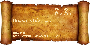 Hupka Klétus névjegykártya